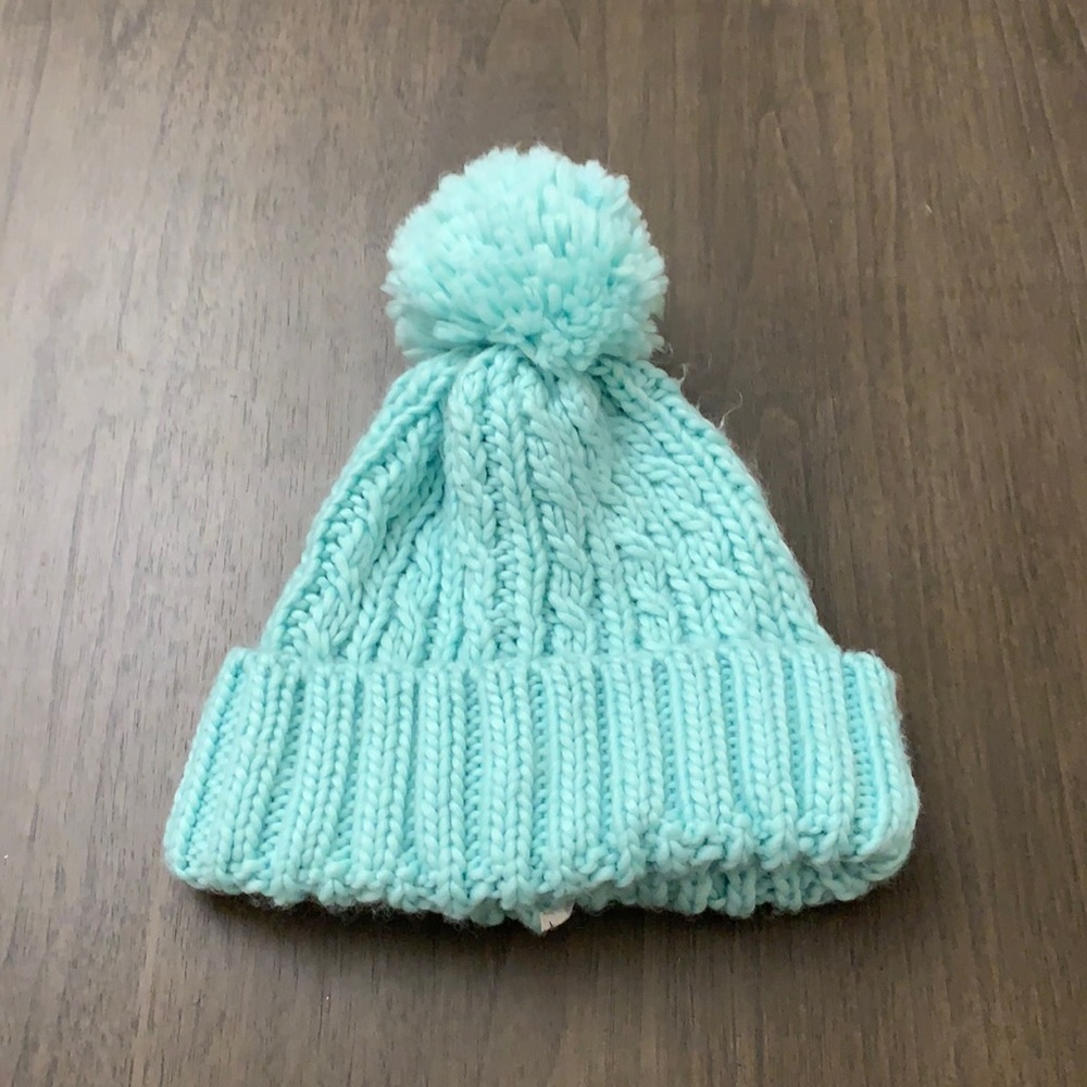 Teal Pom-Pom knit winter hat